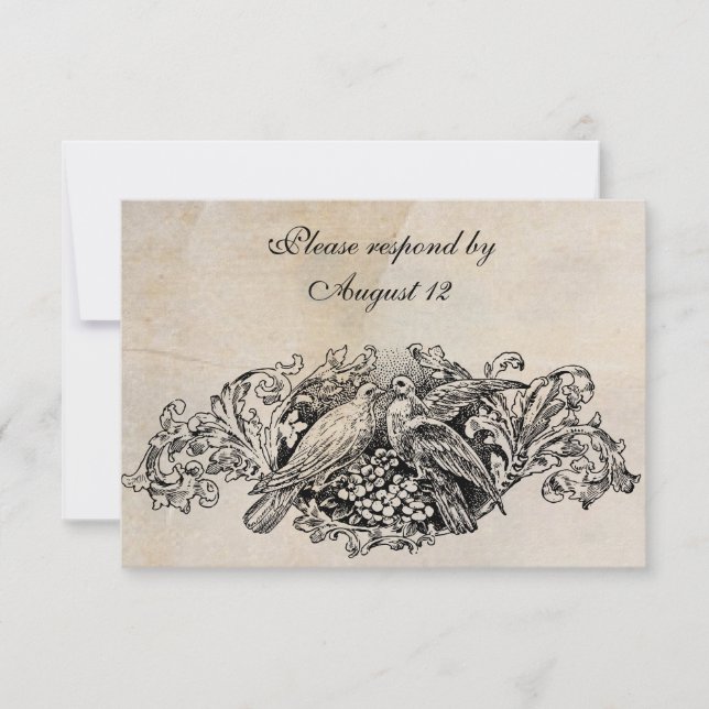RSVP Lovebirds vintage avec enveloppes (Devant)