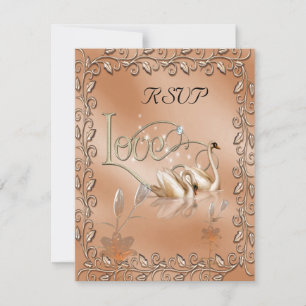 Rsvp Mariage Amour Cygnes Floral