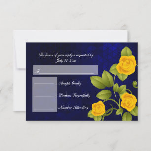 RSVP Mariage bleu foncé et rose jaune