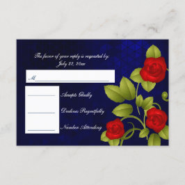 RSVP Mariage bleu foncé et rose rouge