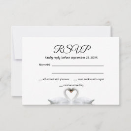 RSVP mariage carte blanche couple de cygne blanc é
