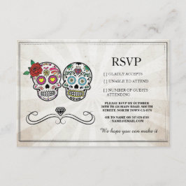 RSVP Mariage Crânes à sucre Cartes à carreaux à ca