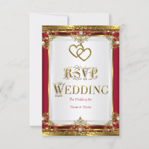 RSVP Mariage Élégant Rouge Or Blanc Doré