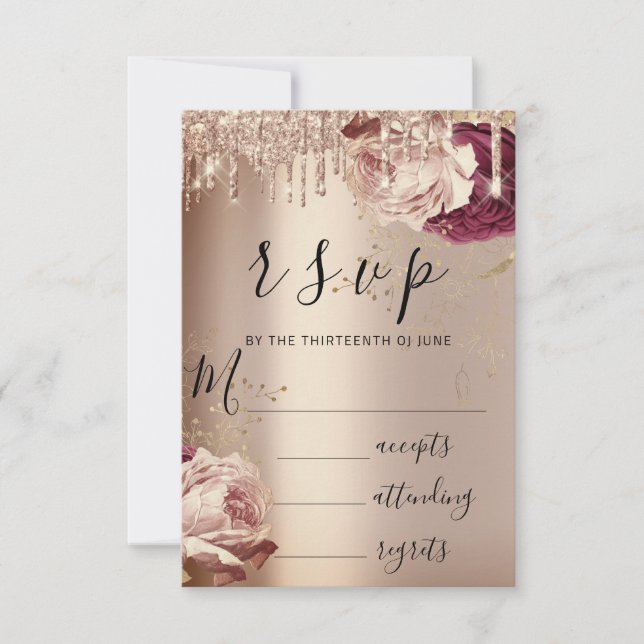 RSVP Mariage Florals Rose Marsala (Devant)