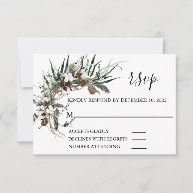RSVP Mariage hiver Coton Foliing Noël (Devant)
