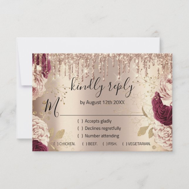 RSVP Mariage Paillettes Couronne de mariage Rose G (Devant)