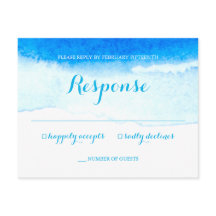RSVP Mariage Plage Bleu Aquarelle