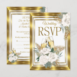RSVP Mariage Rose Blanche Dorée Champagne Or