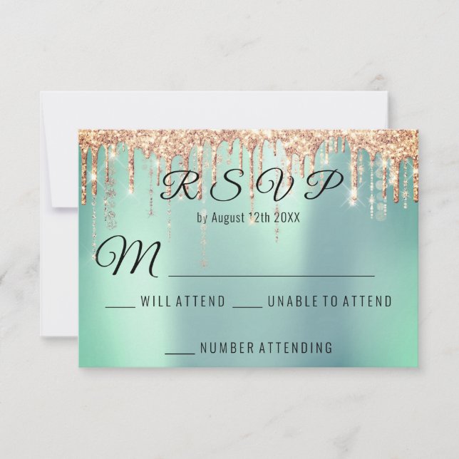 RSVP Mariage Rose nuptiale Gold Driving Coral Mint (Devant)