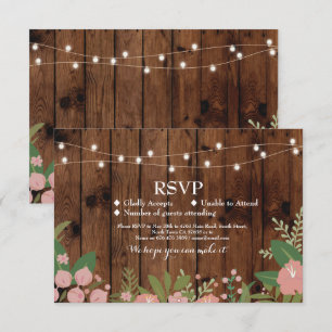 RSVP Mariage Rustic Wood Floral Cartes Invitations