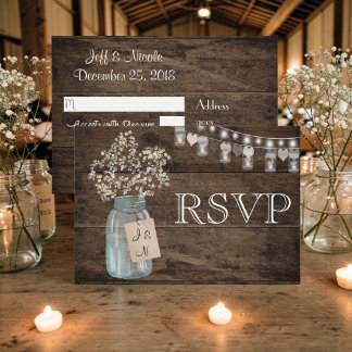 RSVP Mariage Rustique Floral Grange