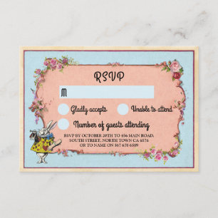 RSVP Mariage Wonderland Fleurs de lapin Invitation