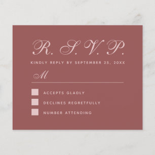 RSVP Marsala Einfache Budget-Hochzeitsantwortkarte
