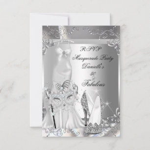 RSVP-Maskenparty Fantastische 50 Silber RSVP Karte