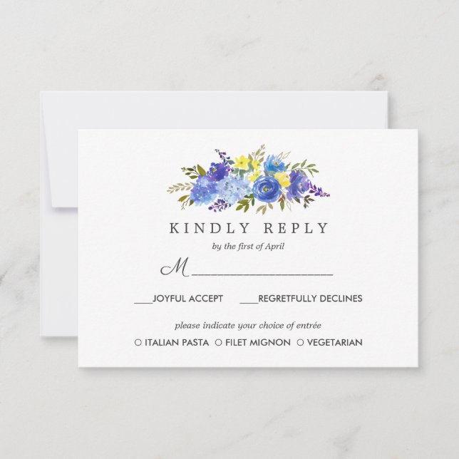 RSVP MEAL Option Gelbe Blütenblume Hochzeit (Vorderseite)