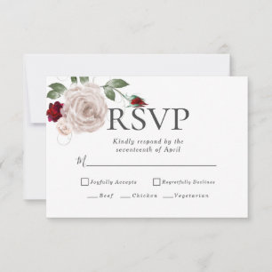 RSVP   Menü-Auswahl Wasserfarbe Staubige Rosen Karte