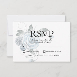 RSVP Menü-Auswahl Wasserfarbene Staubblaue Blum Karte