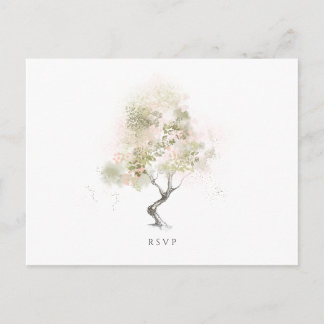 RSVP-Minimal für Hochzeiten Moderne grüne Wasserfa Einladungspostkarte (Vorderseite)
