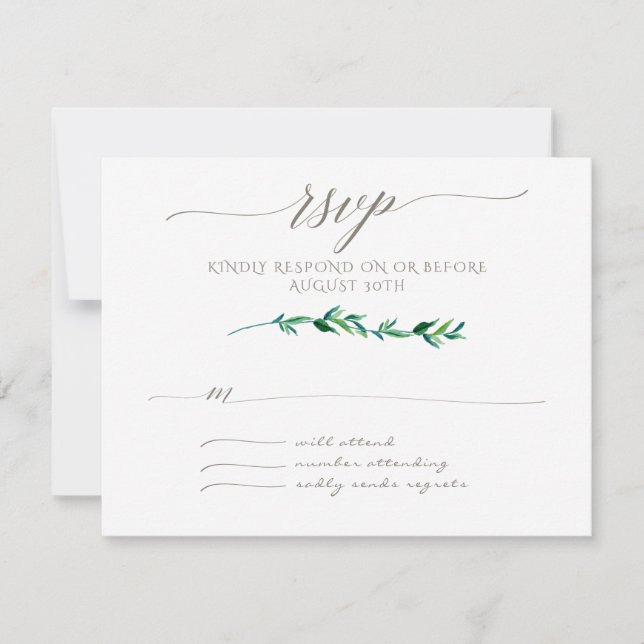 RSVP minimaliste Feuille moderne Feuille Typograph (Devant)