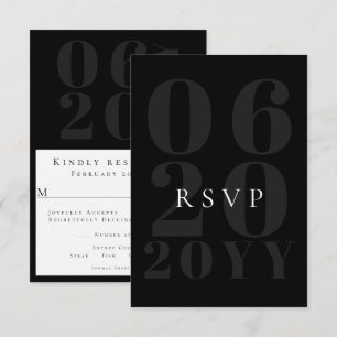 RSVP Minimalistischer, schwarzer Fett-Typ-Hochzeit Karte