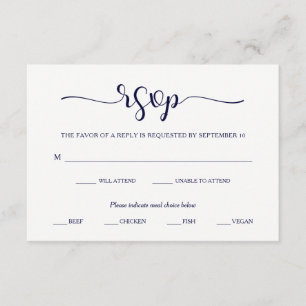   RSVP minimaux simple de bleu marine de