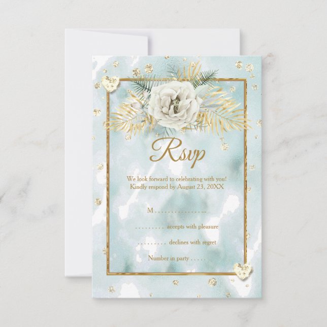 RSVP Mint Turquoise marbre or Rose Floral (Devant)