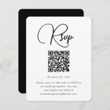 RSVP mit QR-Code für eine fette Schwarz-Weiß-Hochz