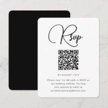RSVP mit QR-Code für eine fette Schwarz-Weiß-Hochz