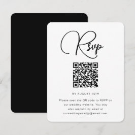 RSVP mit QR-Code für eine fette Schwarz-Weiß-Hochz Karte