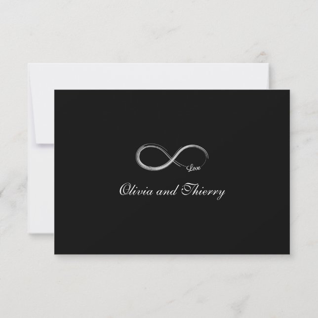 RSVP mit unendlicher Sign Black and White Chic Hoc Einladung (Rückseite)