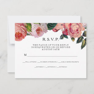 RSVP MODERN Chic breite Streifen mit antiken Rosen Karte