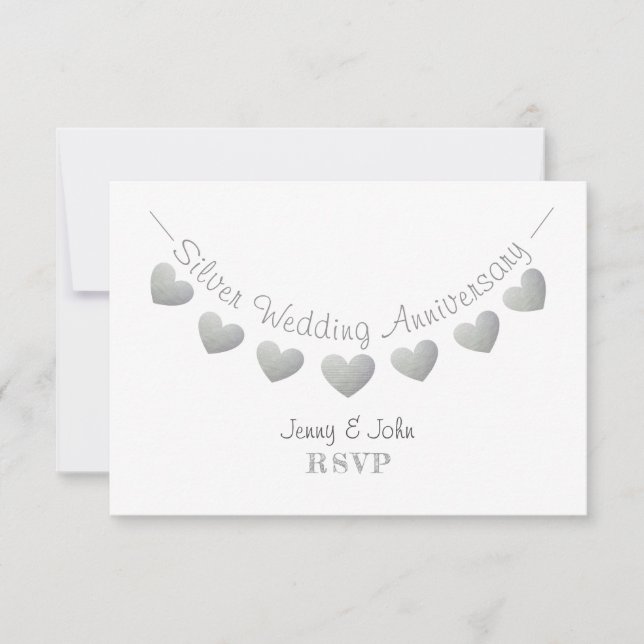 RSVP moderne 25e anniversaire mariage d'argent (Devant)