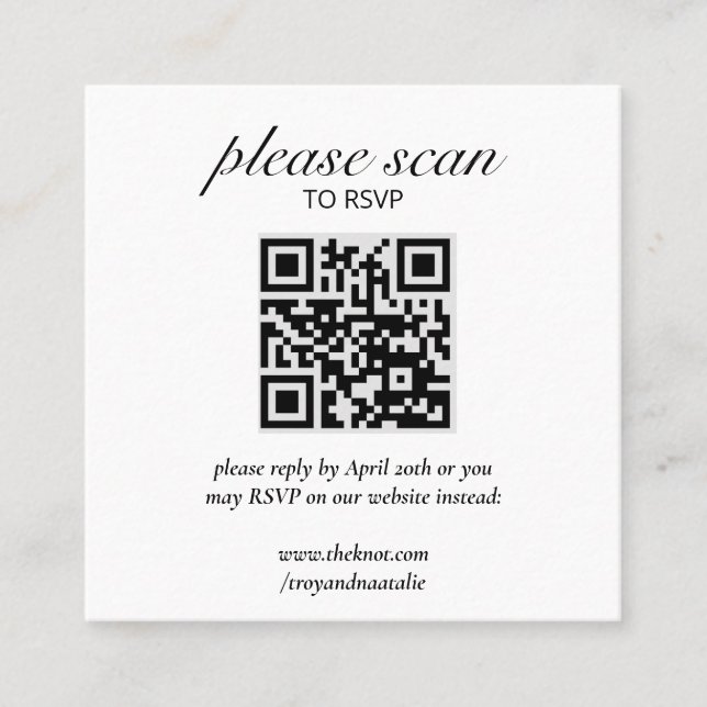 RSVP moderne avec carte de boîtier de code QR (Devant)