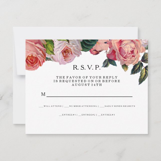 RSVP MODERNE Rayures larges avec Roses anciennes (Devant)