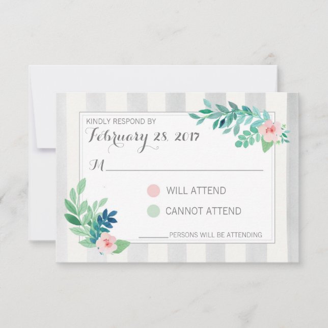 RSVP Moderne Stripes & Bohème Aquarelle Florale (Devant)