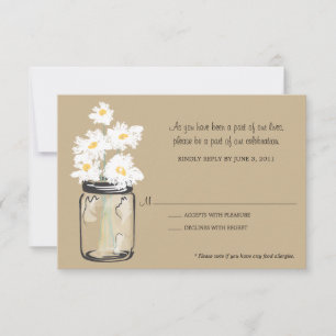 RSVP - Mörser gefüllt mit weißen Gänseblümchen Karte
