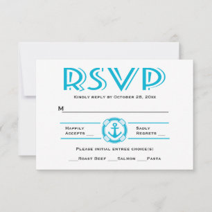 RSVP nautique bleu turquoise Ancre de bateau Plage