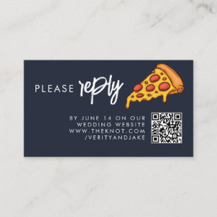 RSVP Navy Blau PIZZA Moderne Minimalistische Hochz Begleitkarte