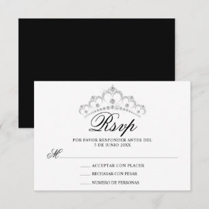 RSVP noir blanc espagnol Quinceañera Quince