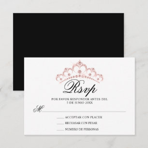 RSVP noir blanc rose espagnol Quinceañera