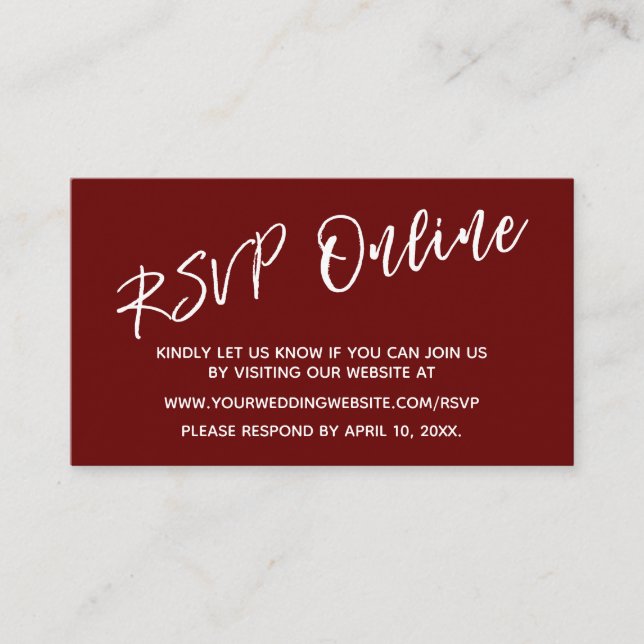 RSVP Online Lässig Handwriting Navy Card Hochzeits Begleitkarte (Vorderseite)