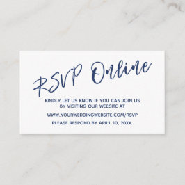 RSVP Online Navy Handwriting Insert Card für Hochz