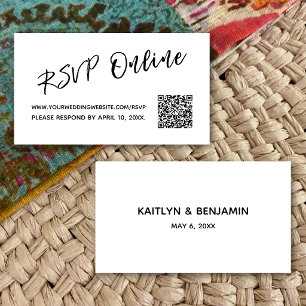 RSVP Online QR Code Minimalistische Hochzeitsschri Begleitkarte