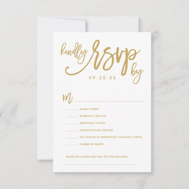 RSVP-Optionen-Karte mit Chic Hand Letding RSVP Karte (Vorderseite)