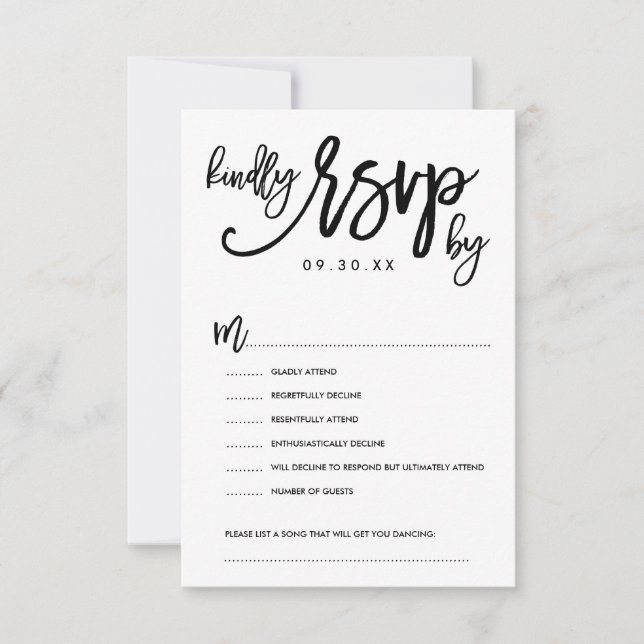 RSVP-Optionen-Karte mit Chic Hand Letding RSVP Karte (Vorderseite)
