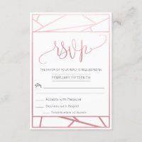 RSVP Or Rose Gold Faux Géométrique Moderne