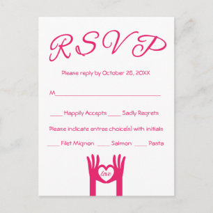 RSVP Pink & White Hearts Hands Of Love - Menu