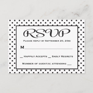 RSVP Polka Dot Noir Et Blanc Mariage / Parti