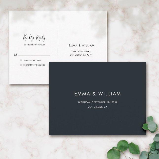 RSVP-Postkarte für Minimalistische Hochzeiten in S Postkarte (Von Creator hochgeladen)