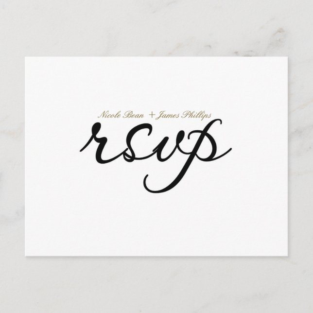 RSVP Postkarte für Schwarz und Weiß (Vorderseite)